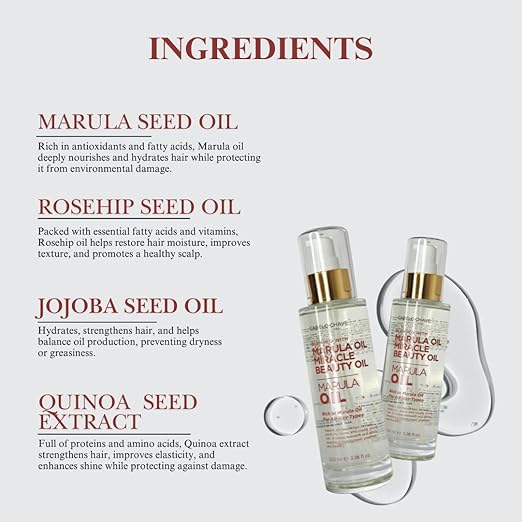 Cabelo Chave Marula Hair Oil  Sulfate-Free For Hydrating & Healthy Hair 50ml