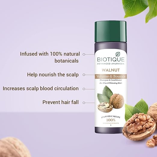 Biotique Advanced Ayurveda Walnut Volume & Bounce Shampoo & Conditioner 180ml