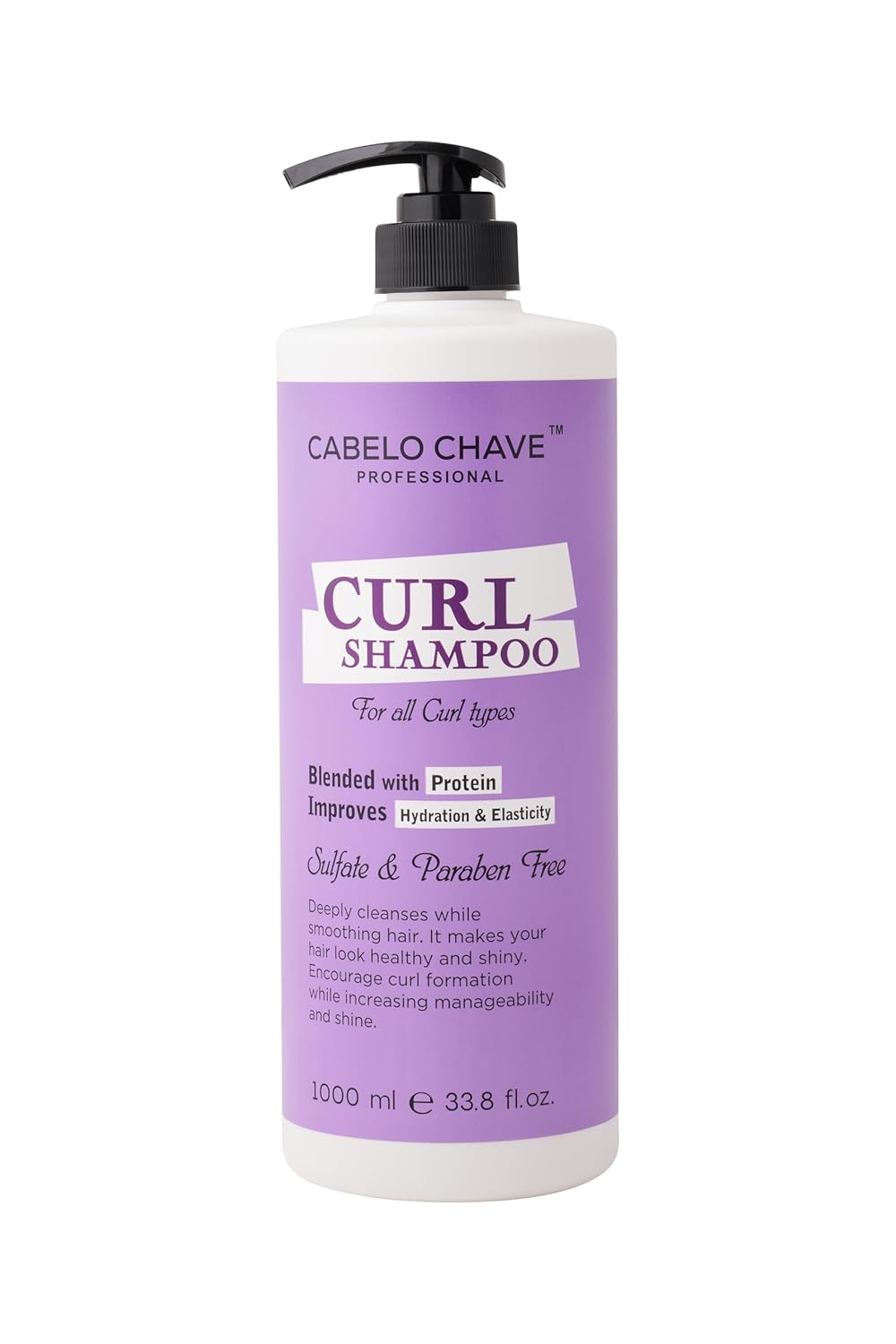 Cabelo Chave Curl Shampoo l Sulfate-Free Hydrating Cleanser For Soft & Healthy-looking curls 1000ml