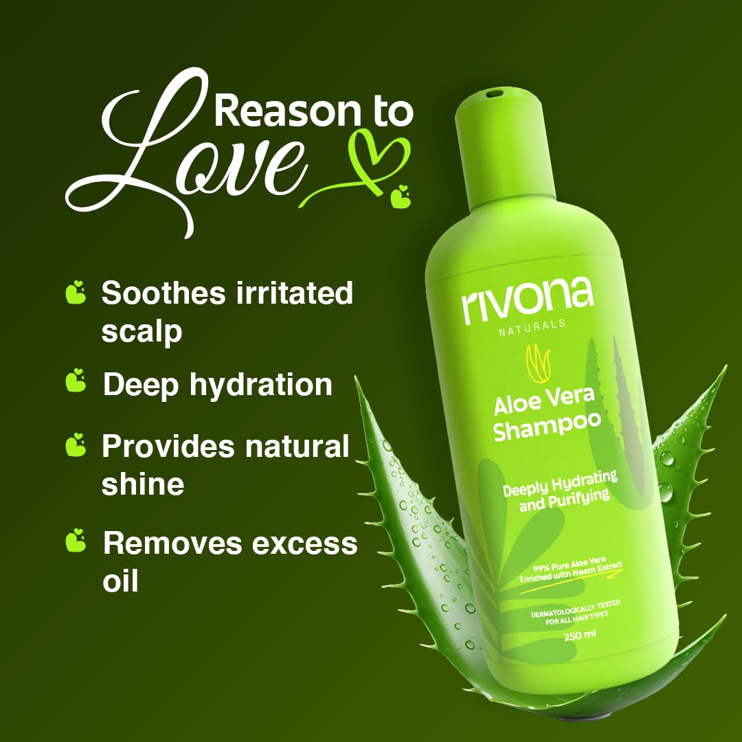 Rivona Aloe Vera Shampoo, gentle hair cleansing shampoo, nourishing hair care