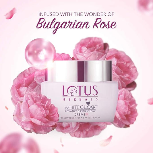 Lotus Herbals Whiteglow Advanced Pink Glow Brightening Cream, face cream, pink-toned cream