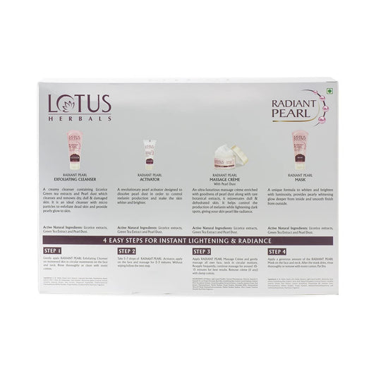 Lotus Herbals Radiant Pearl Cellular Lightening Facial Kit, facial kit, salon-grade