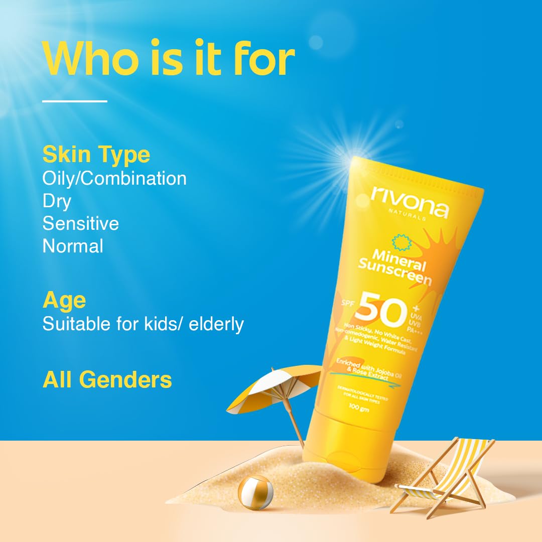 Rivona Mineral Sunscreen SPF 50, broad spectrum sun care, daily sunscreen