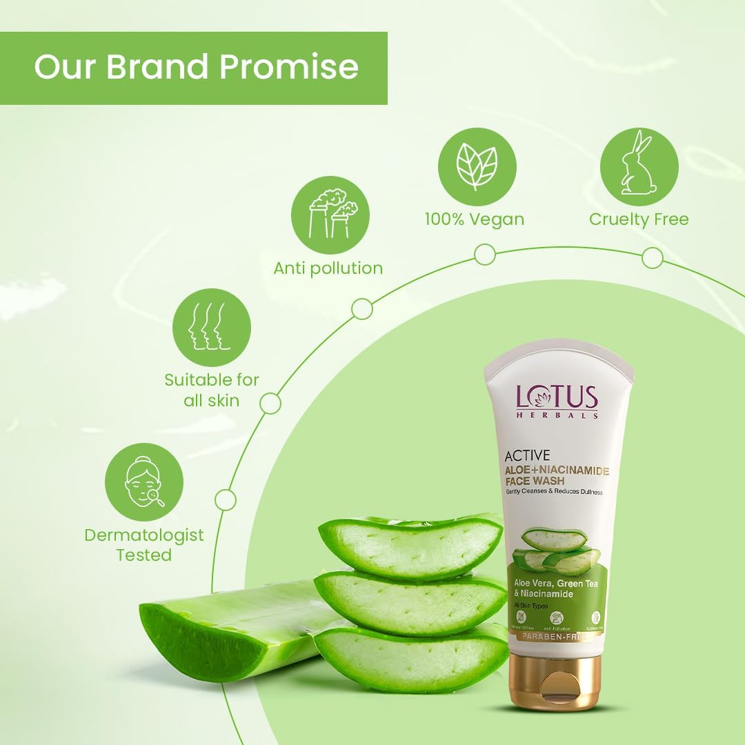 Lotus Herbals Active Aloe + Niacinamide Face Wash, face wash, gel texture