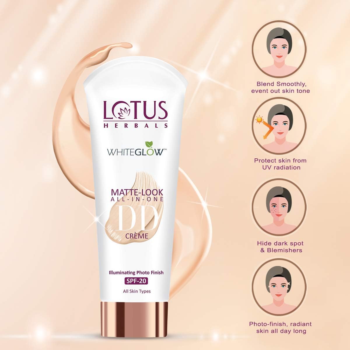Lotus Herbals Whiteglow Matte Look DD Cream, DD cream, matte finish, Natural Beige