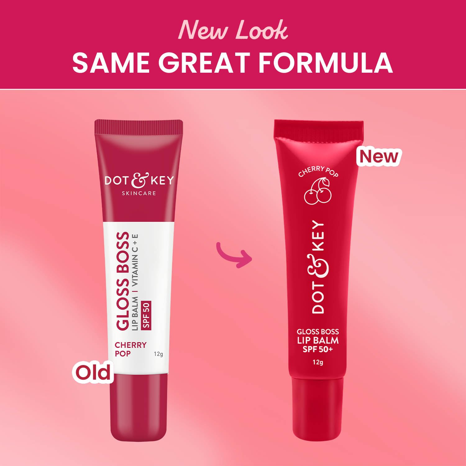 Dot & Key Gloss Boss Lip Balm, cherry pop lip care, glossy spf lip protection