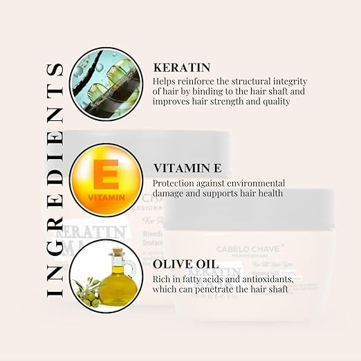 Cabelo Chave Keratin Hair Mask, Repair & Smoothens Hair 250ml