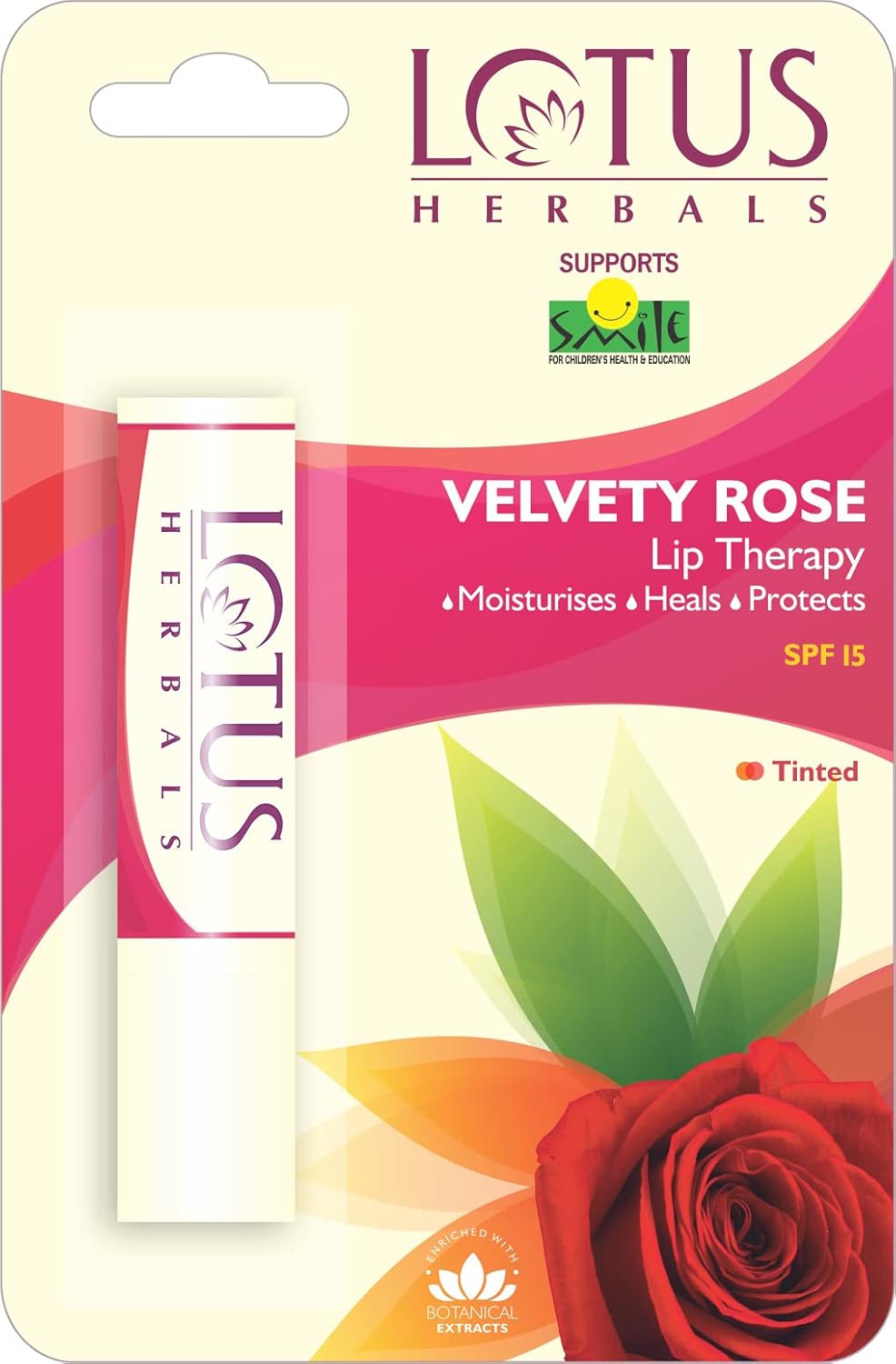 Lotus Herbals Lip Therapy Tinted Lip Balm, lip balm, Velvety Rose tint