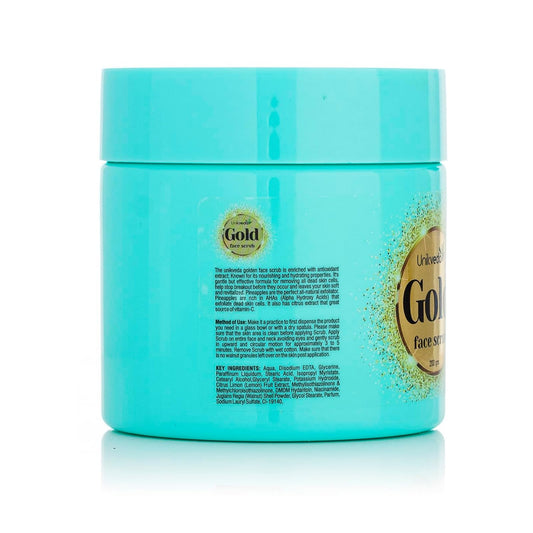 Unikveda Gold Face Scrub, gold exfoliating scrub, radiance skin care, professional facial scrub, glowing skin