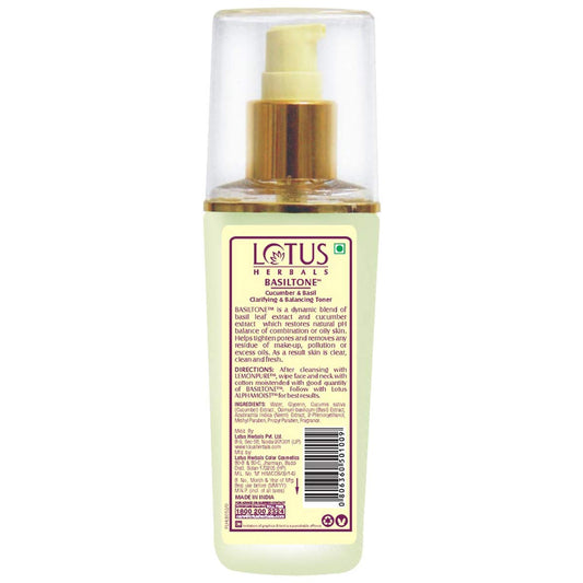 Lotus Herbals Basiltone Cucumber & Basil Toner, face toner, clear liquid