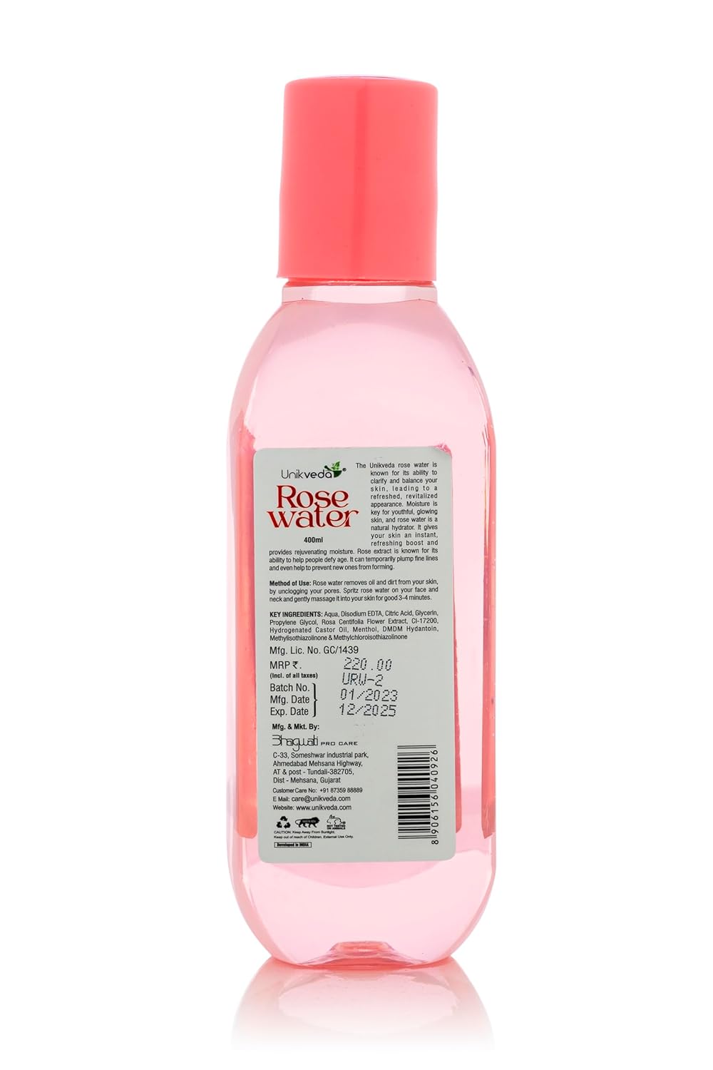 Unikveda Rose Water, pure rose distillate, hydrating skin refresh, professional skincare toner, fresh skin