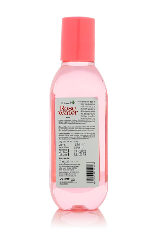 Unikveda Rose Water, pure rose distillate, hydrating skin refresh, professional skincare toner, fresh skin