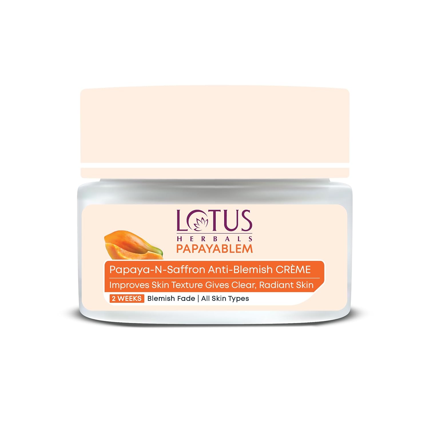 Lotus Herbals Papaya Blem Papaya-n-Saffron Anti-Blemish Cream, face cream, creamy texture