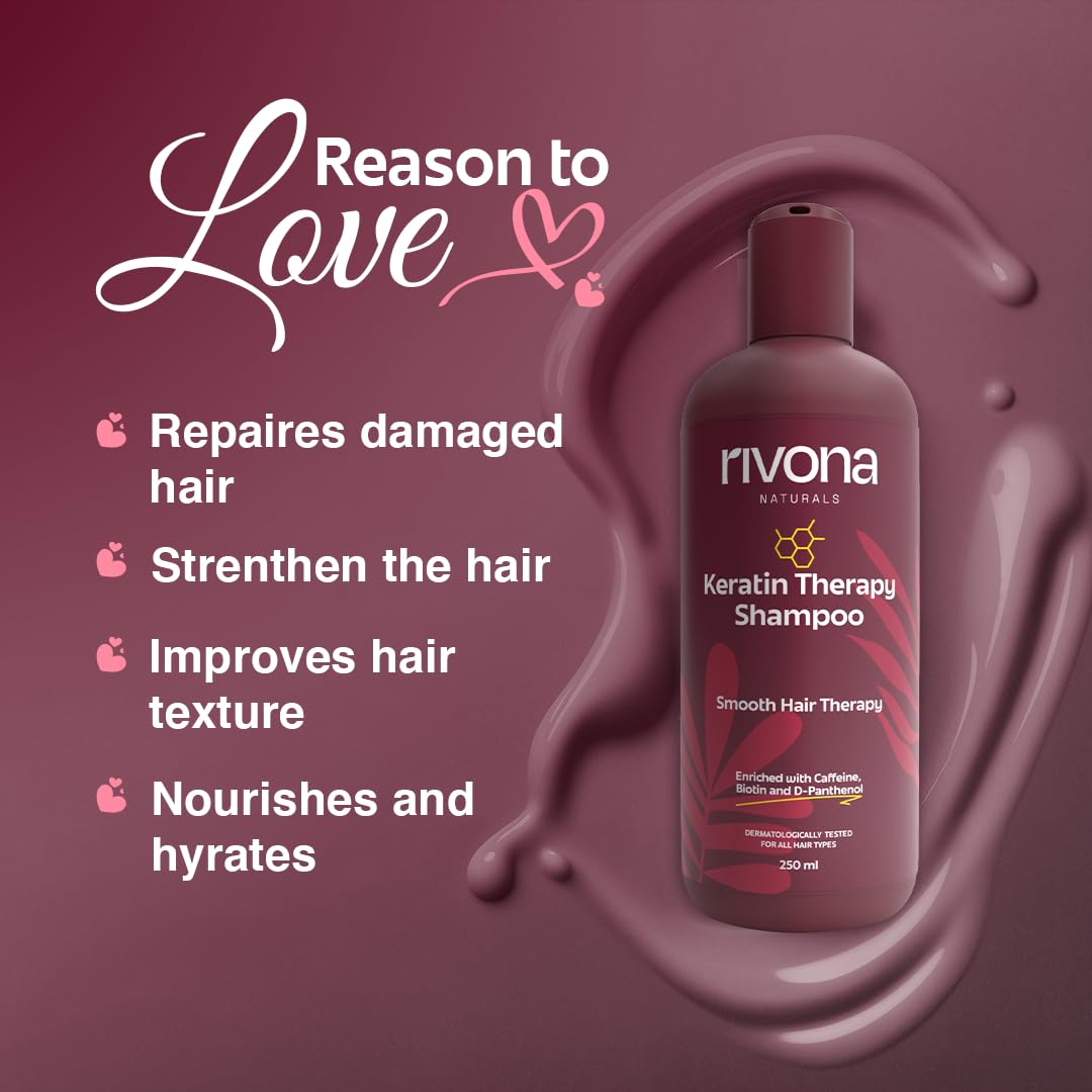 Rivona Keratin Shampoo, frizz control hair wash, smooth hair care, keratin treatment