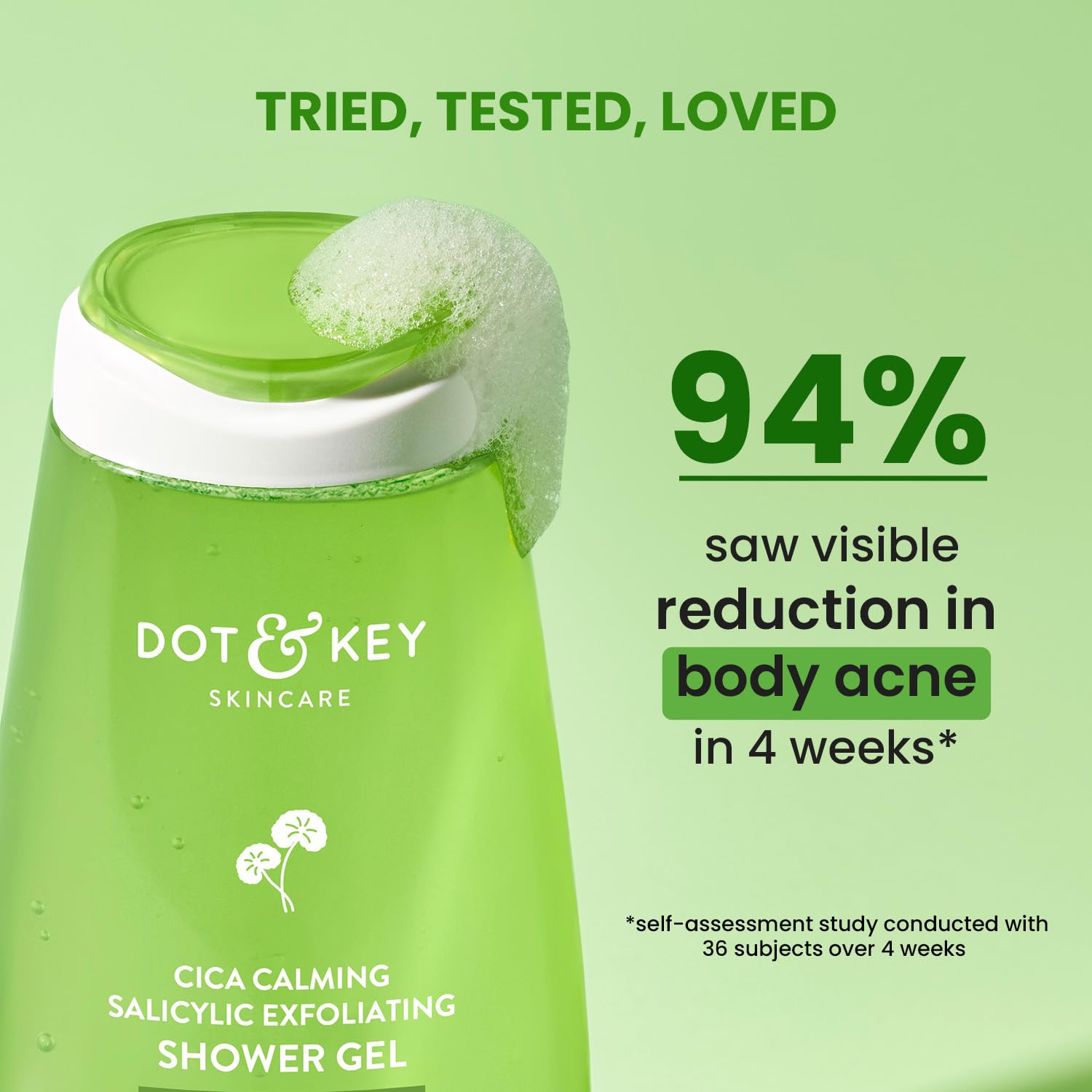 Dot & Key Cica Salicylic Shower Gel, body acne care cleanser