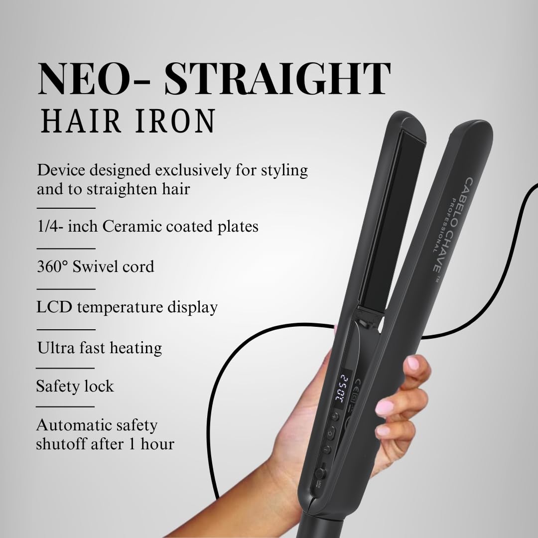 Cabelo Chave Neo-Straight Hair Straightening Iron l Hair Straightener For Sleek, Smooth & Shiny Hair