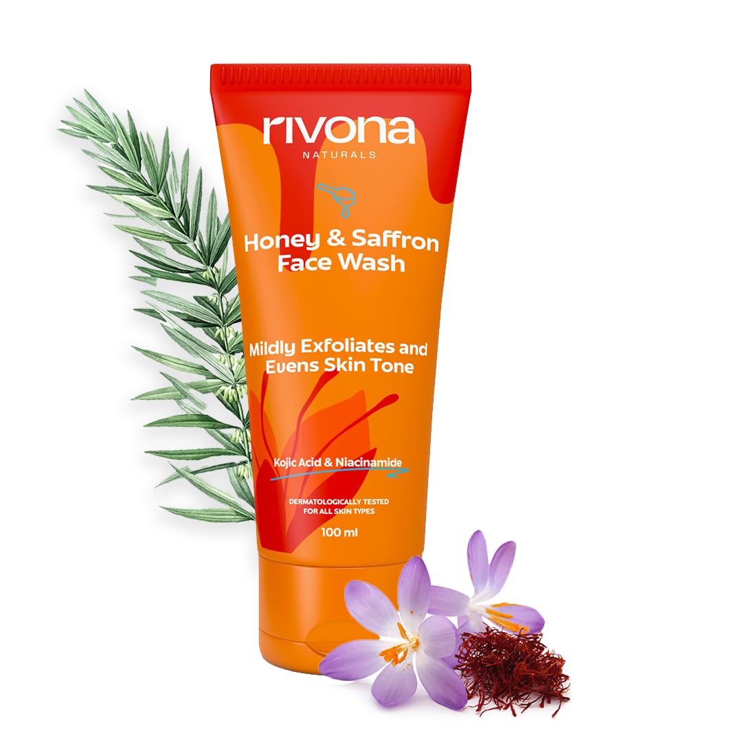 Rivona Honey Saffron Face Wash, brightening face cleanser, gentle daily face wash, natural skincare wash