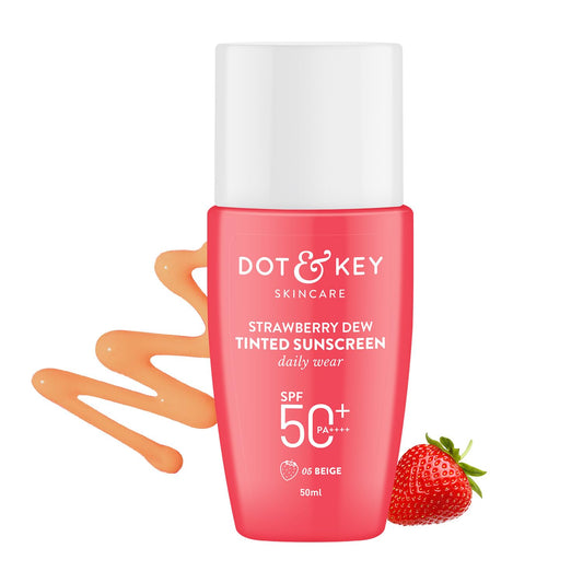 Dot & Key Strawberry Dew Tinted Sunscreen, beige shade glow sun care