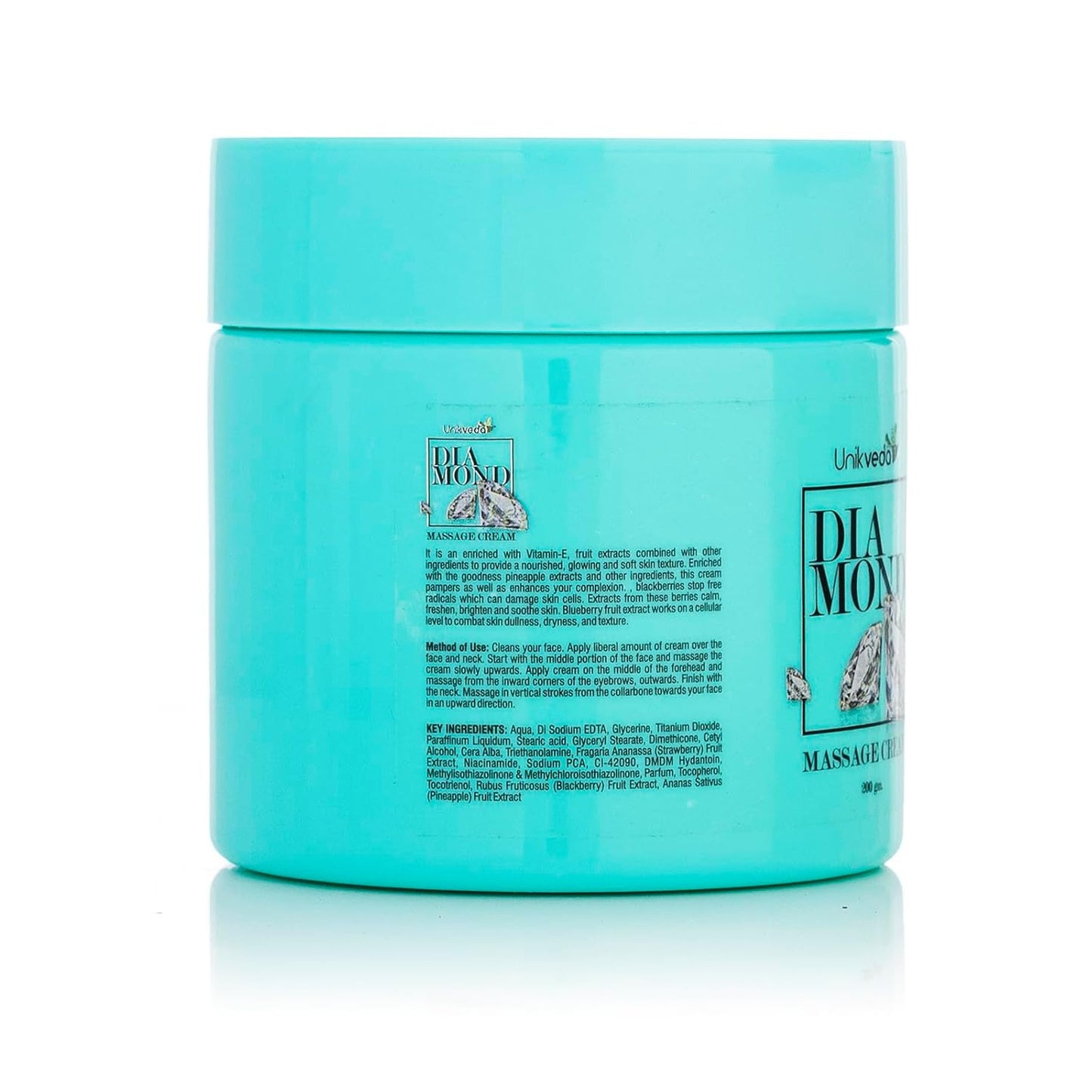Unikveda Diamond Massage Cream, diamond infused cream, nourishing skin care, professional facial massage, soft skin