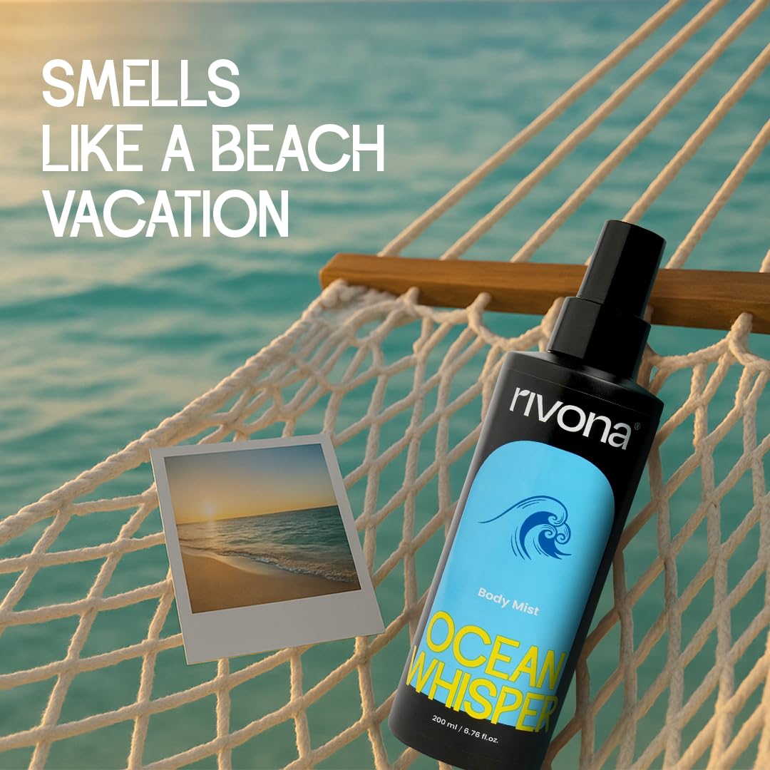 Rivona Ocean Whisper Body Mist, aquatic fresh fragrance, cooling body spray, rivona perfume