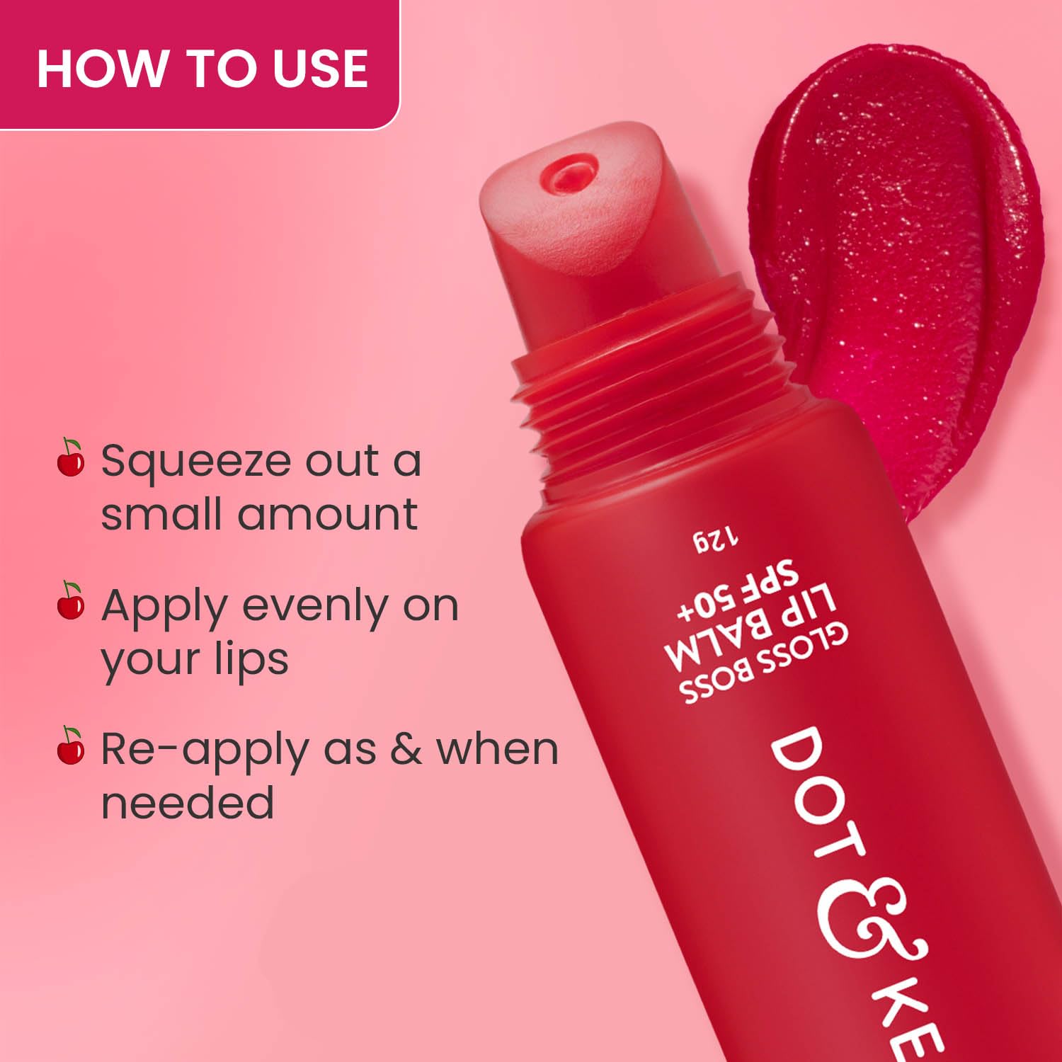 Dot & Key Gloss Boss Lip Balm, cherry pop lip care, glossy spf lip protection