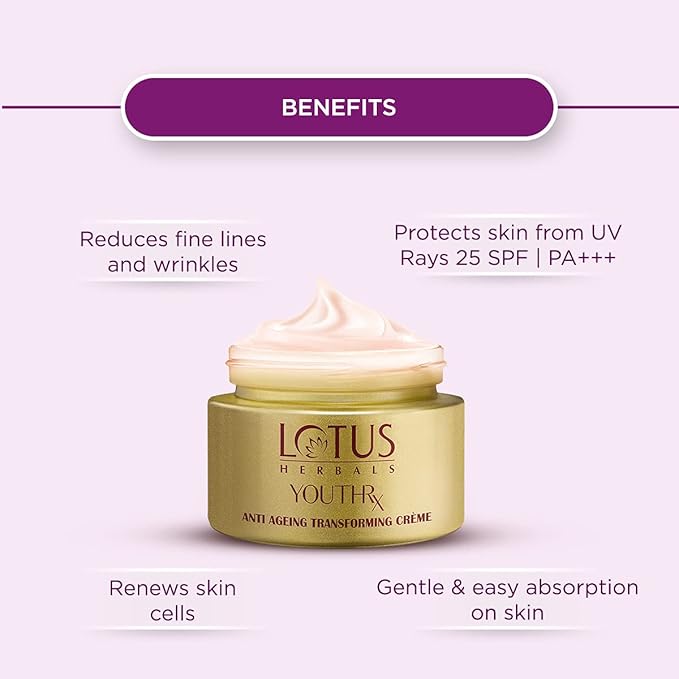Lotus Herbals YouthRx Anti Ageing Transforming Creme, face creme, SPF 25 PA+++