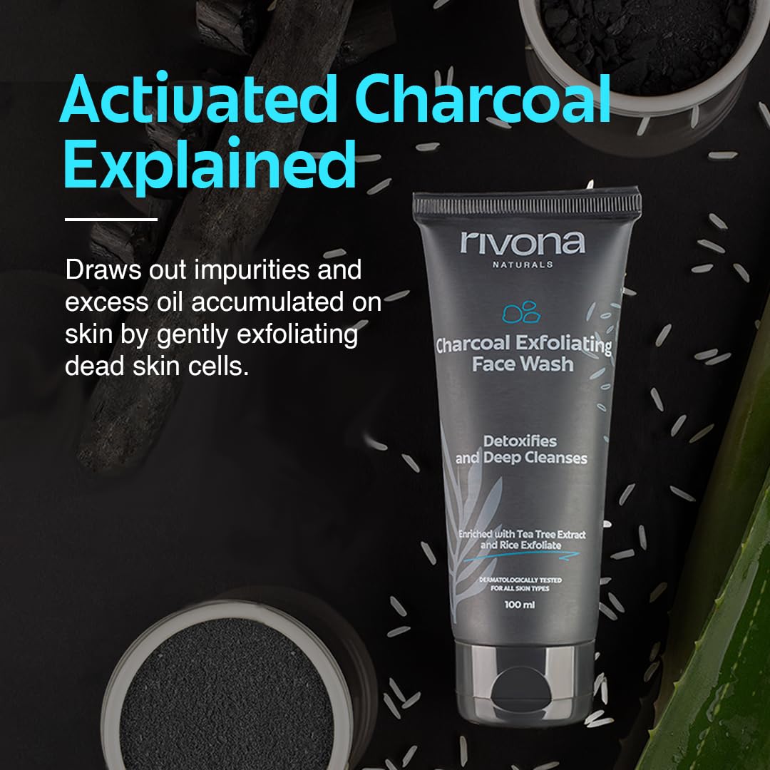 Rivona Charcoal Face Wash for Men, oil control cleanser, deep cleansing face wash, men skincare