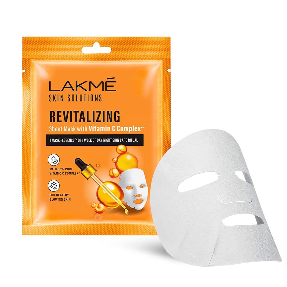 Lakme Skin Solutions Sheet Mask With Vitamin C - Revitalizing|25 ml|MRP 150