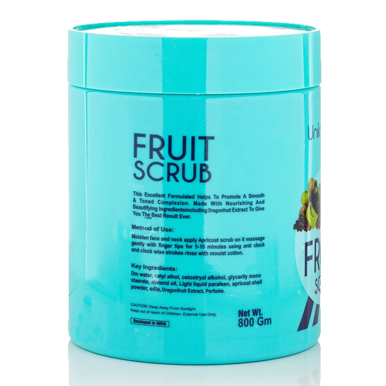 Unikveda Natural Fruit Face Scrub, fruit exfoliating scrub, mild face scrub, clear skin care, professional facial