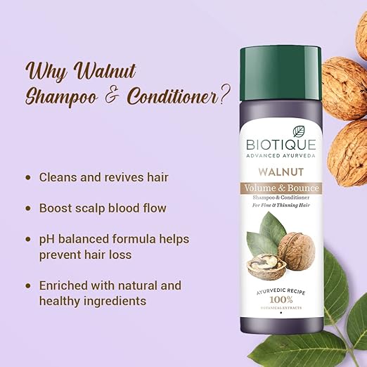 Biotique Advanced Ayurveda Walnut Volume & Bounce Shampoo & Conditioner 180ml