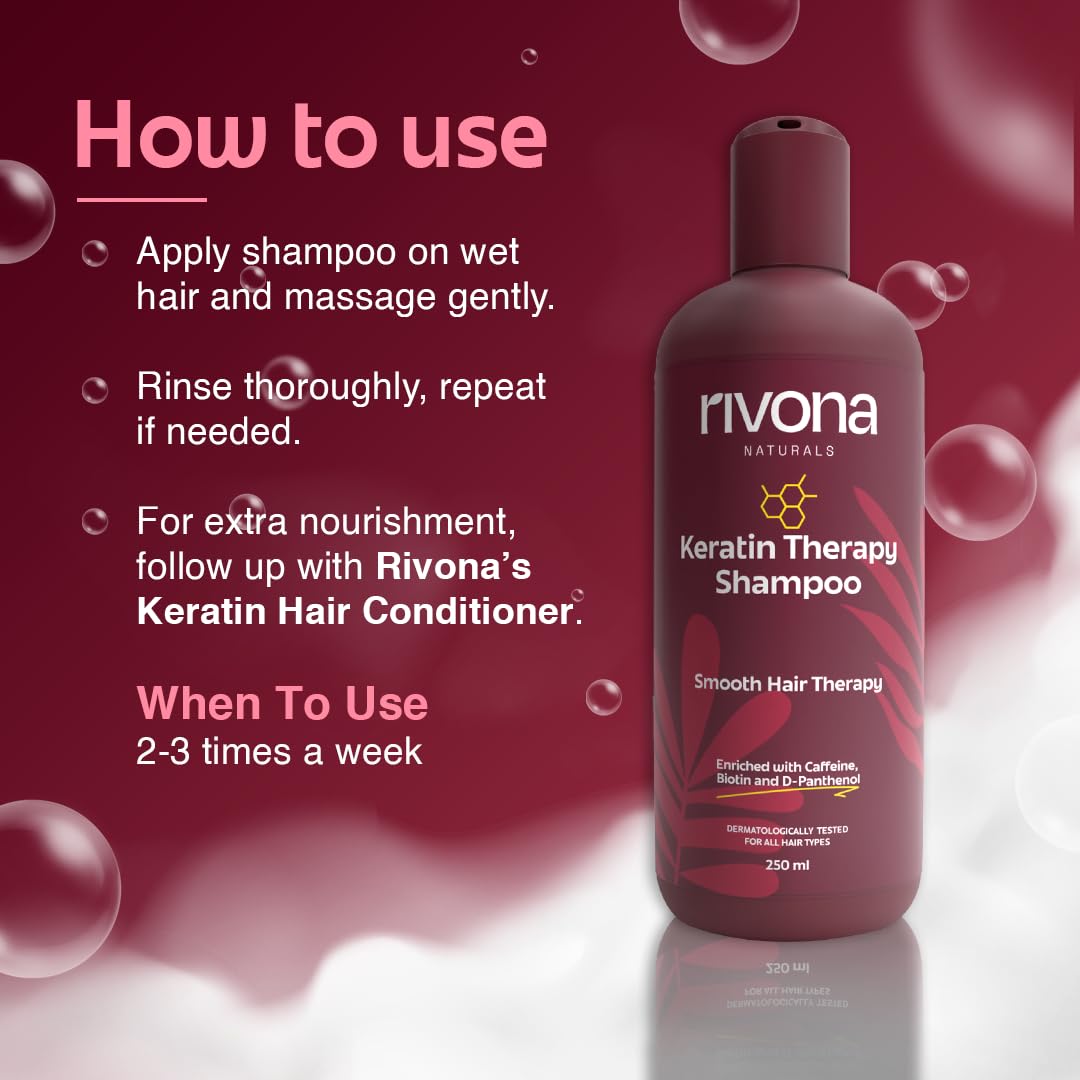 Rivona Keratin Shampoo, frizz control hair wash, smooth hair care, keratin treatment
