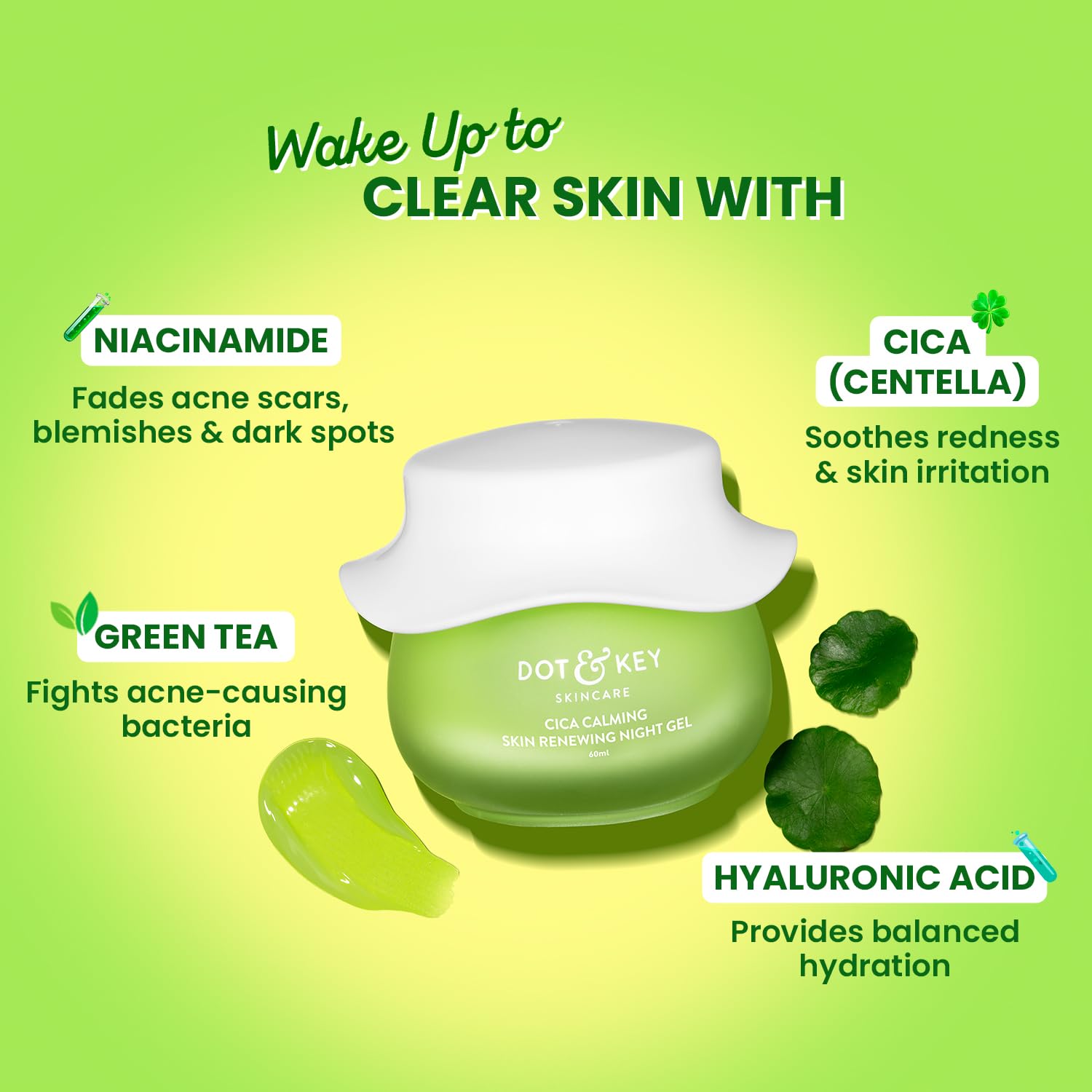Dot & Key Cica Calming Night Gel, overnight soothing care, hydrating night gel, calming skincare