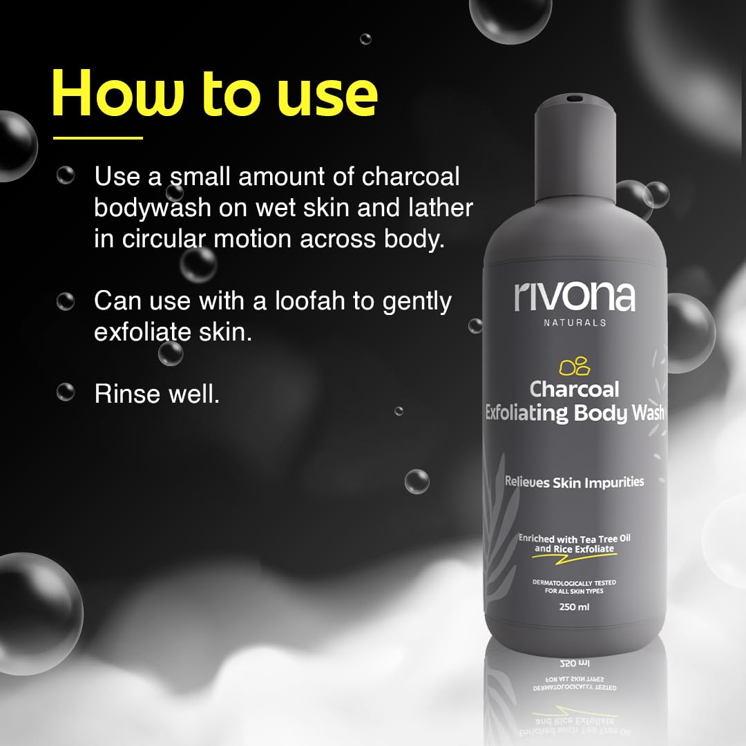 Rivona Charcoal Body Wash, gentle cleansing body wash, fresh skin care