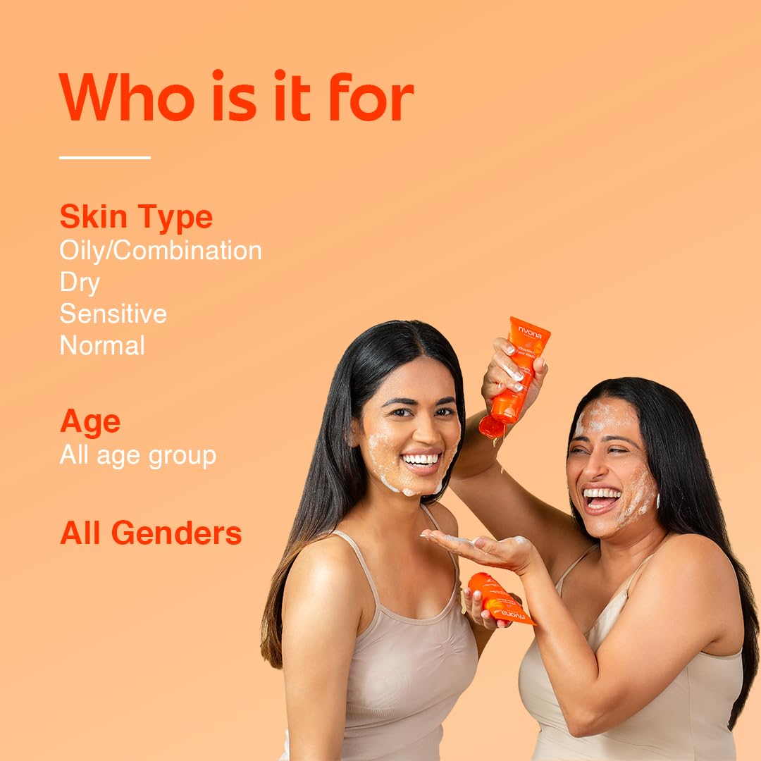 Rivona Vitamin C Face Wash, brightening face cleanser, glow skincare wash, daily cleansing