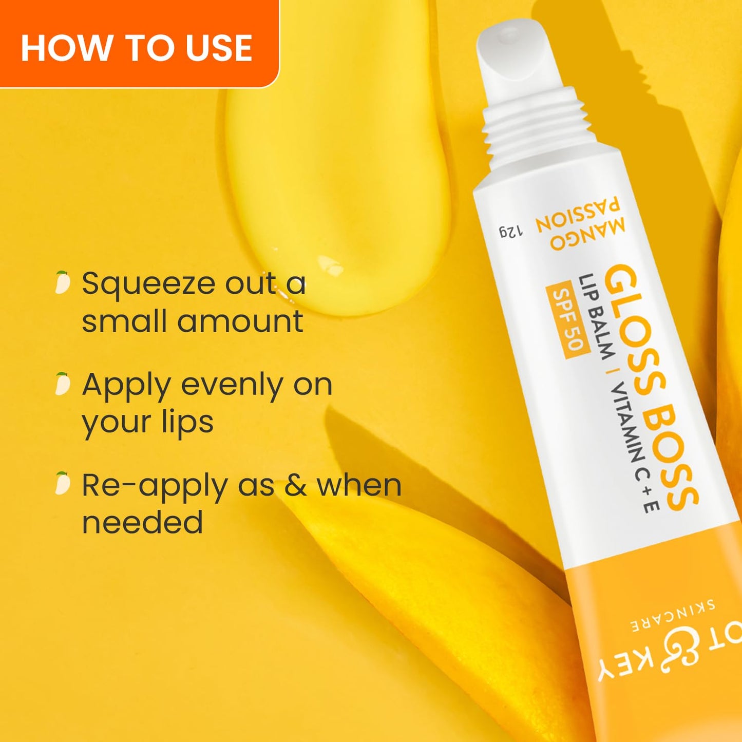 Dot & Key Gloss Boss Mango Lip Balm, nourishing glossy lip care, spf lip protection