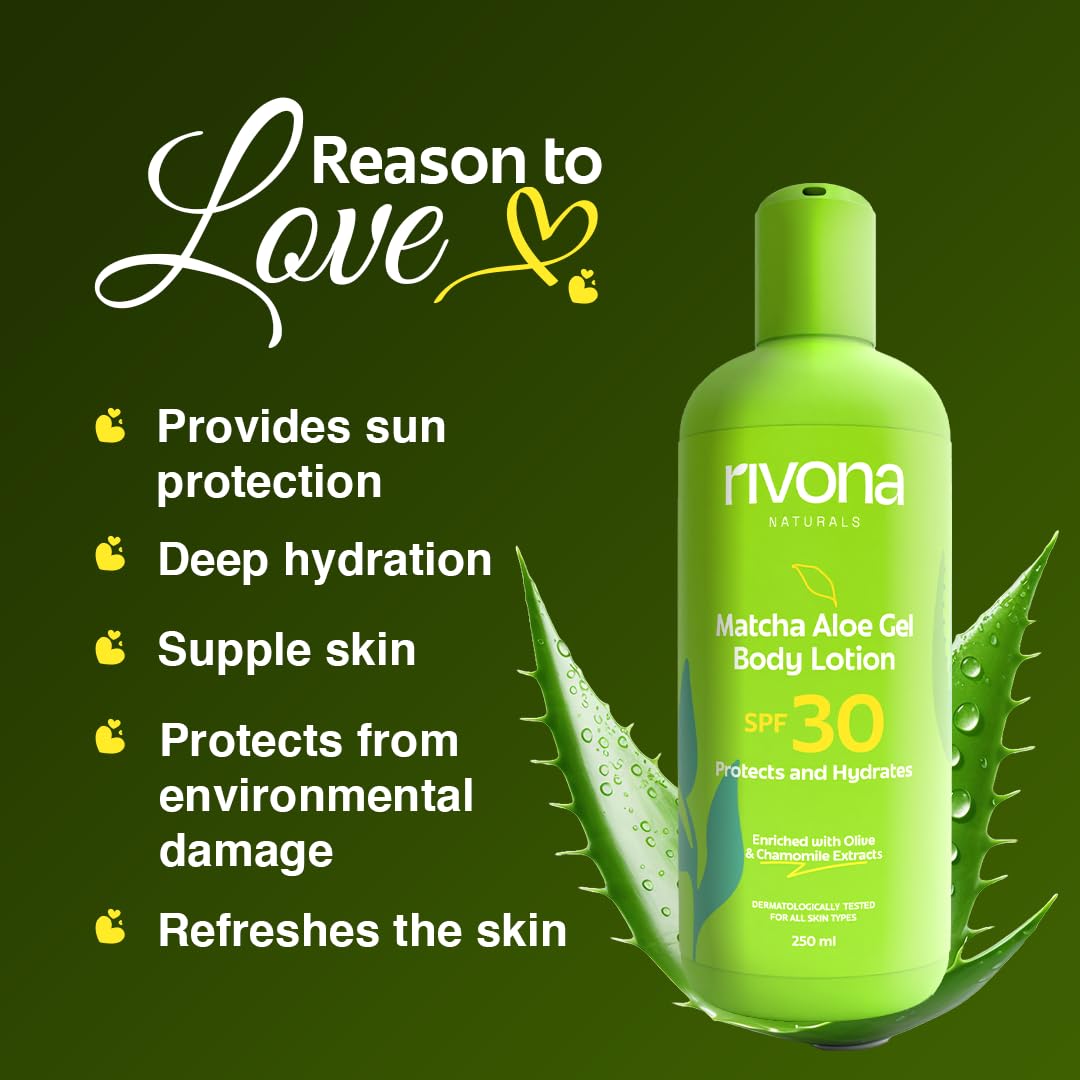 Rivona Matcha Aloe Body Lotion, spf 30 body care, lightweight hydrating lotion