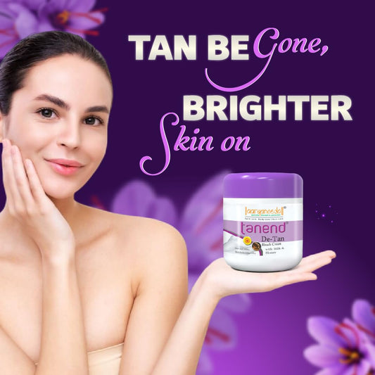 Aaryanveda De-Tan Bleach Cream with Milk & Honey in a 450g container, designed for tan removal and skin brightening