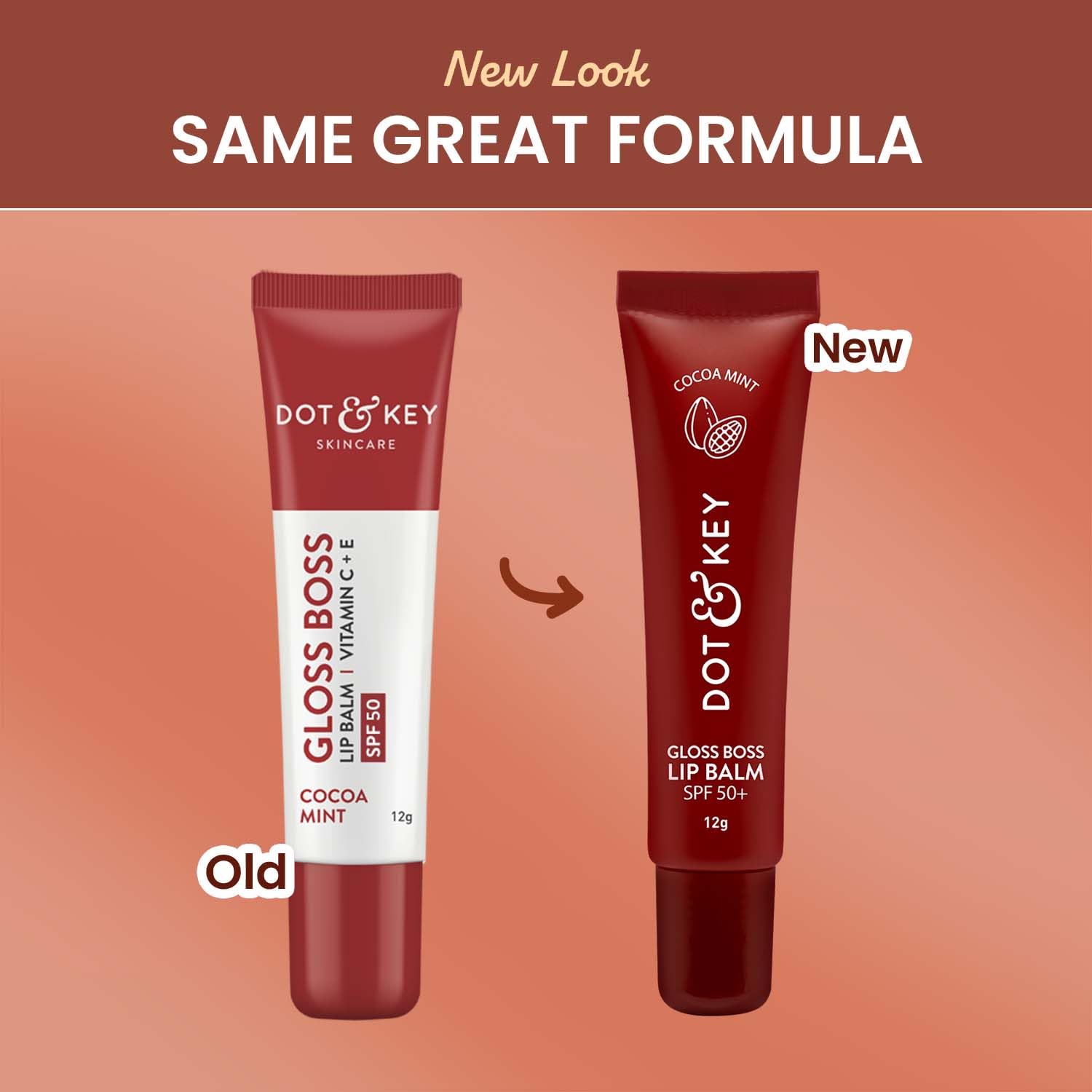 Dot & Key Gloss Boss Cocoa Mint Lip Balm, cooling spf lip care, glossy lips