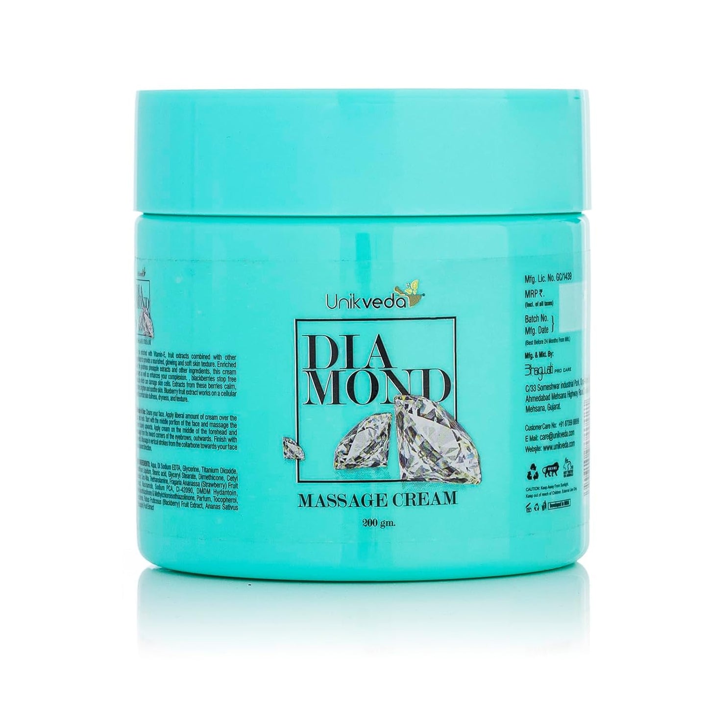 Unikveda Diamond Massage Cream, diamond infused cream, nourishing skin care, professional facial massage, soft skin