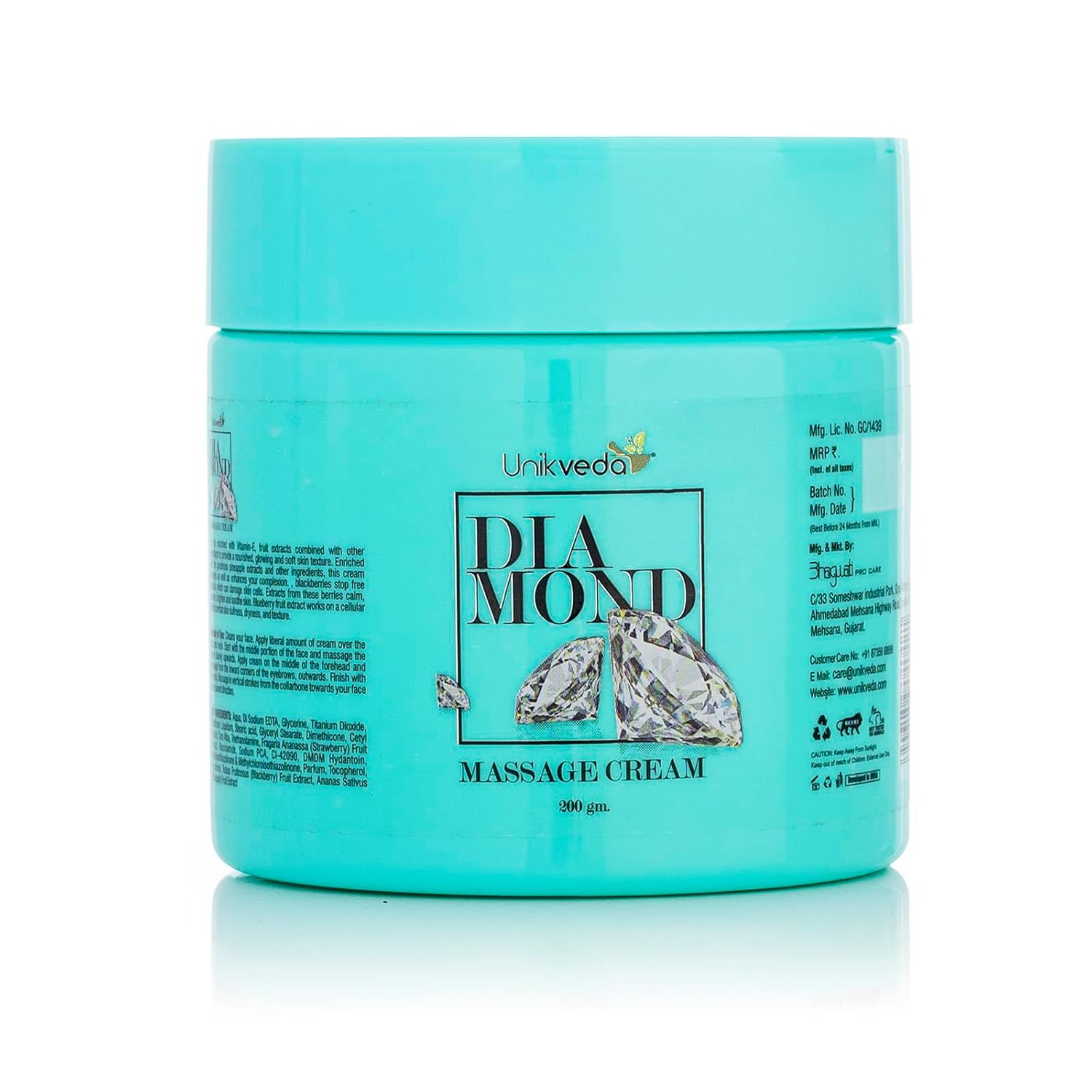Unikveda Diamond Massage Cream, diamond infused cream, nourishing skin care, professional facial massage, soft skin