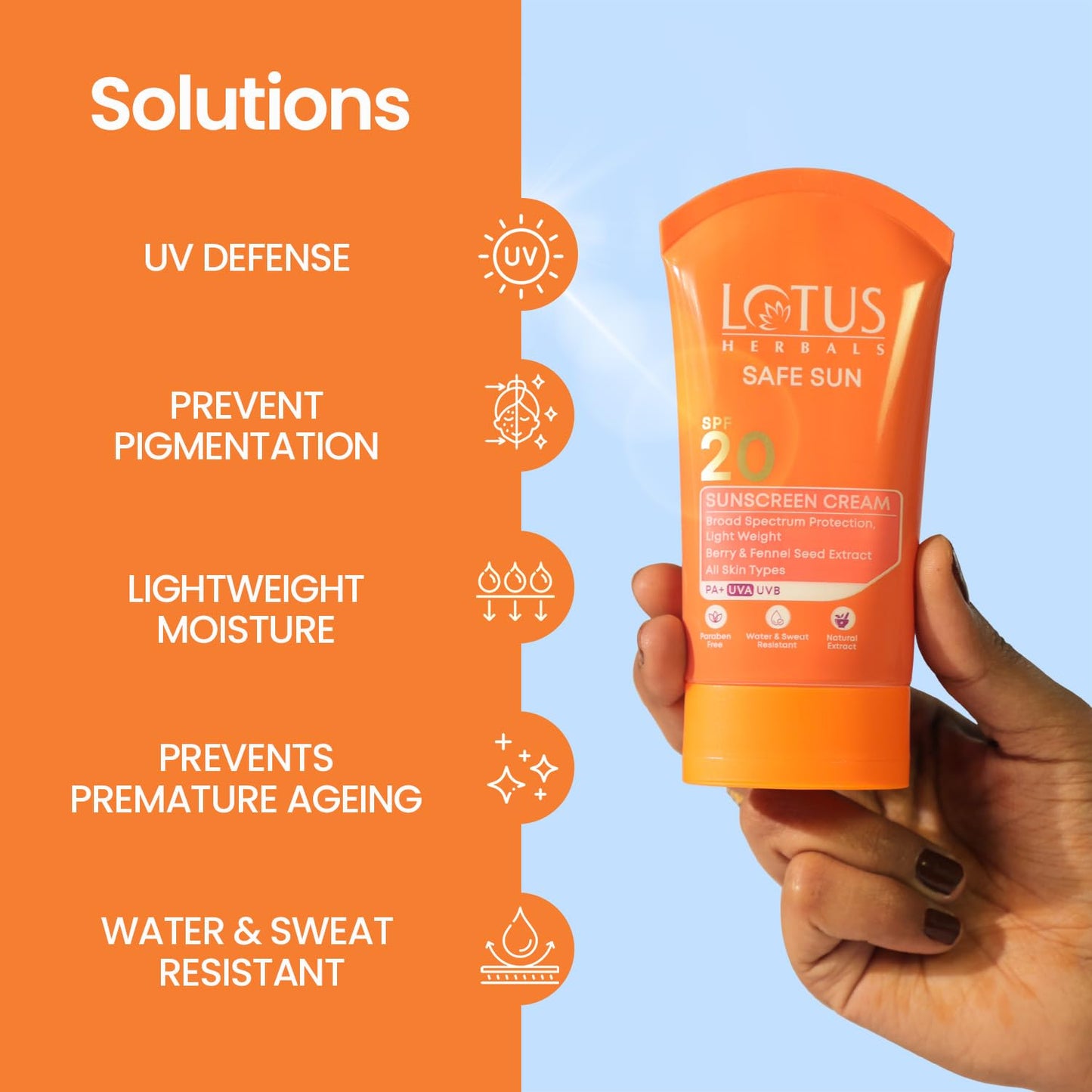 Lotus Herbals Safe Sun Sunscreen Cream, sunscreen cream, SPF 20, PA+