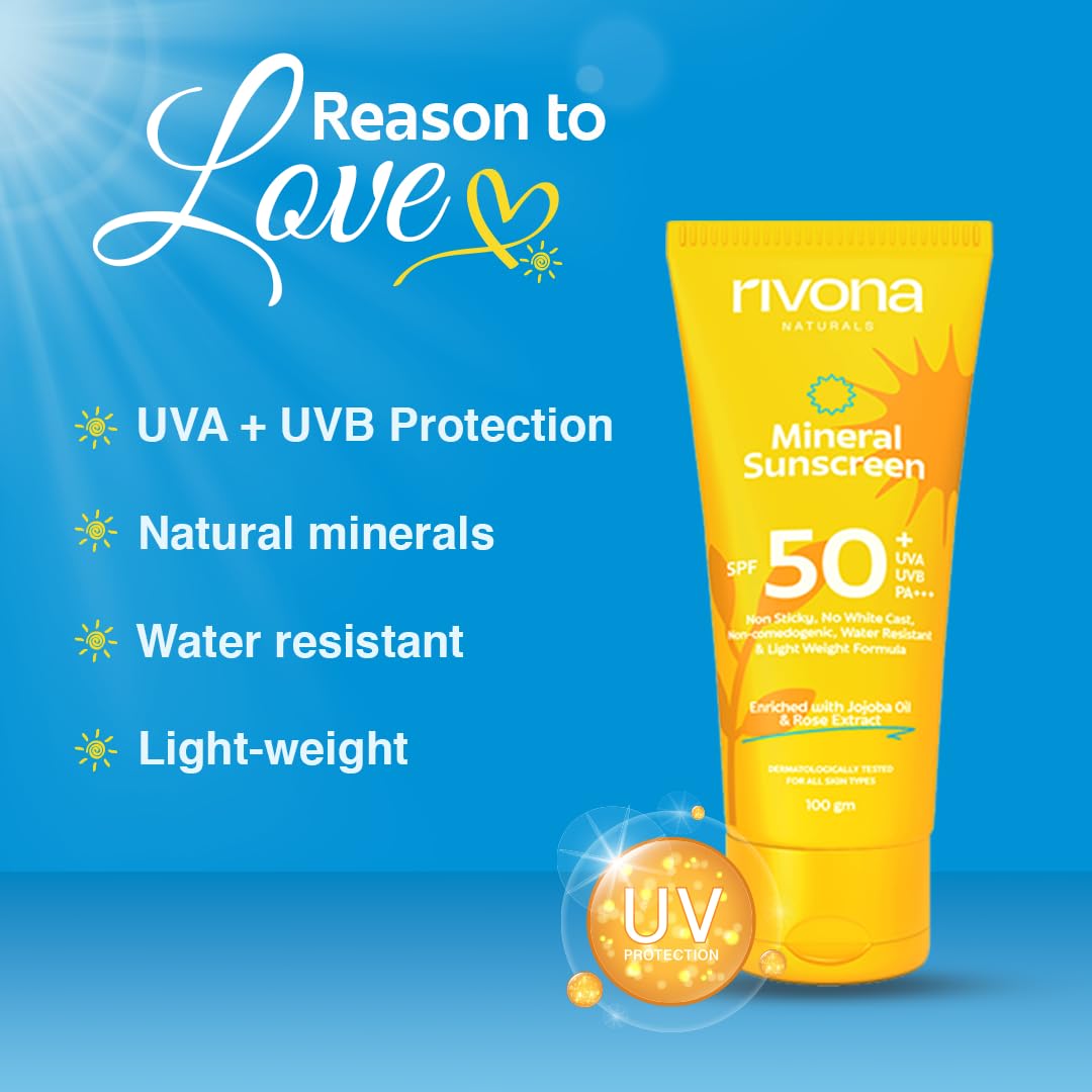 Rivona Mineral Sunscreen SPF 50, broad spectrum sun care, daily sunscreen