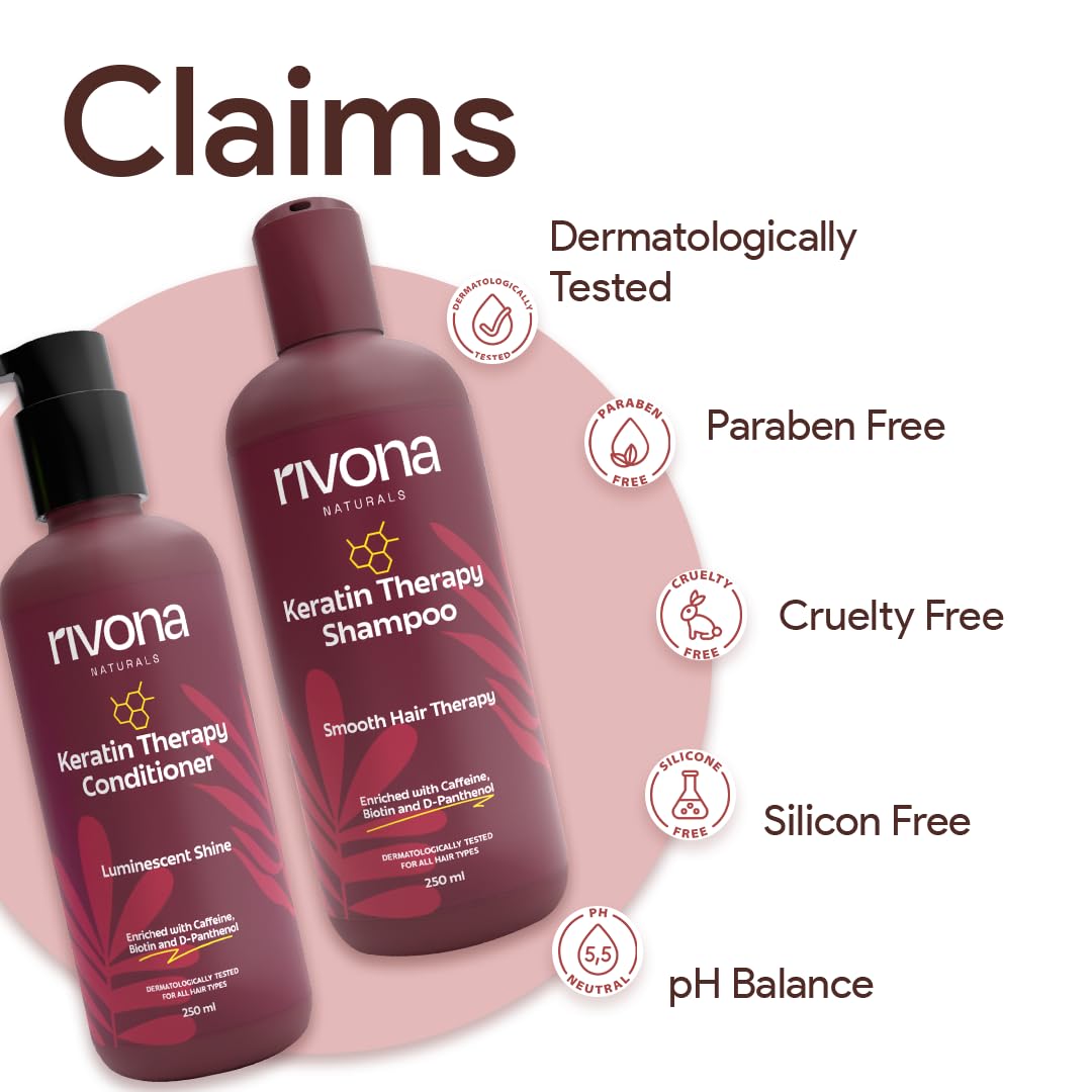 Rivona Keratin Therapy Hair Set, shampoo conditioner combo, smooth hair care