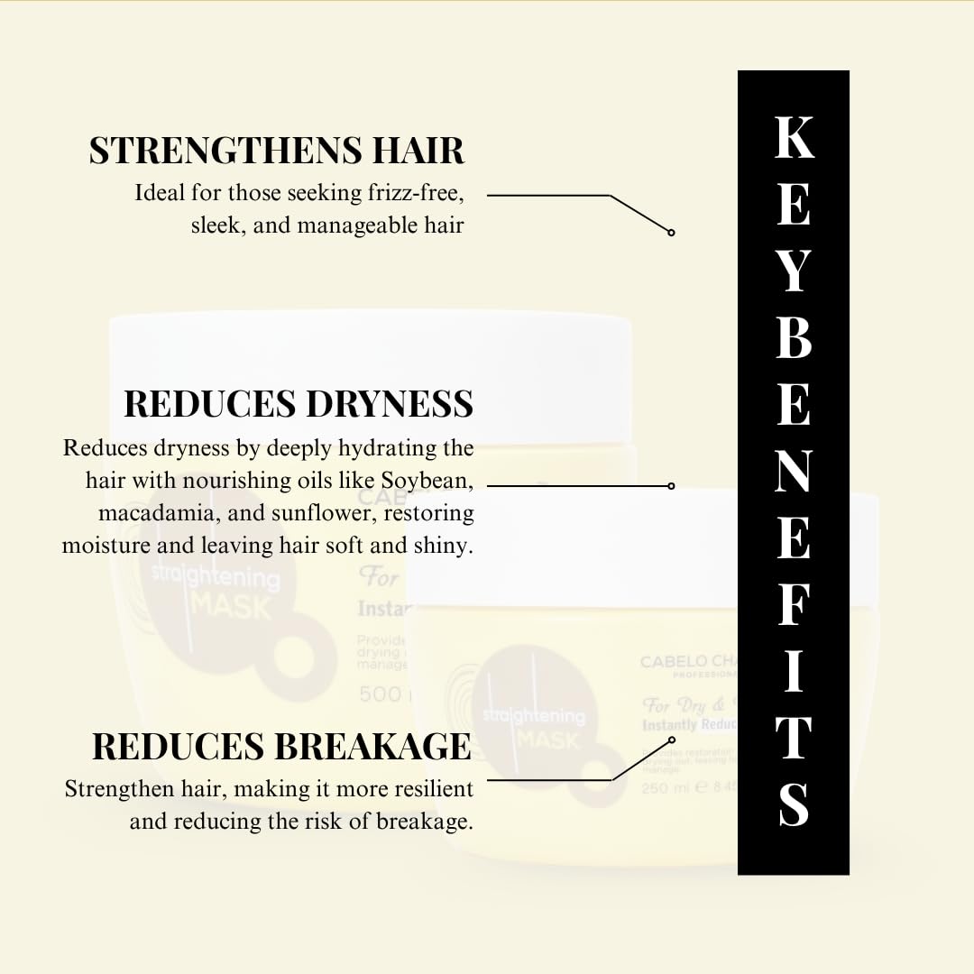 Cabelo Chave Straightening Mask l Hydrating , Frizz-Free & Nourishing Hair Formula 250ml