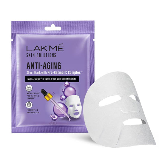 Lakme Skin Solutions Sheet Mask With Pro Retinol C Complex - Anti-Aging|25 ml|MRP 150