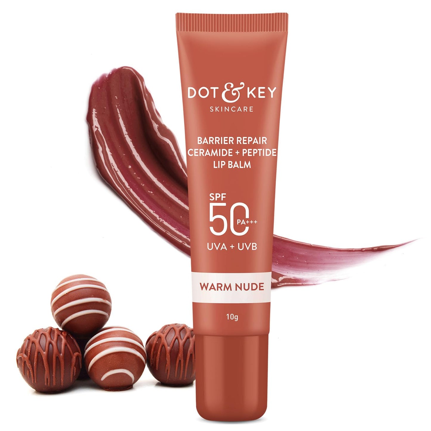 Dot & Key Ceramide Peptide Lip Balm, warm nude lip balm, spf lip care, nourished lips