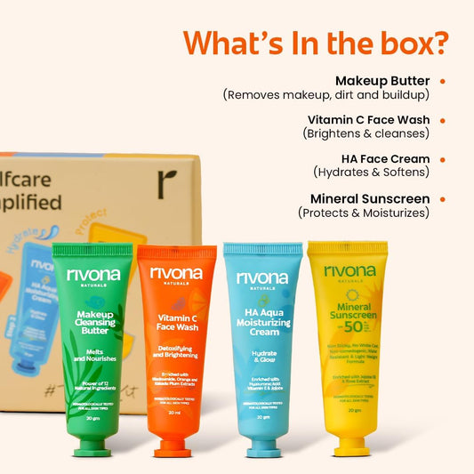 Rivona Skincare Travel Kit, travel size skincare, daily skin essentials, rivona kit