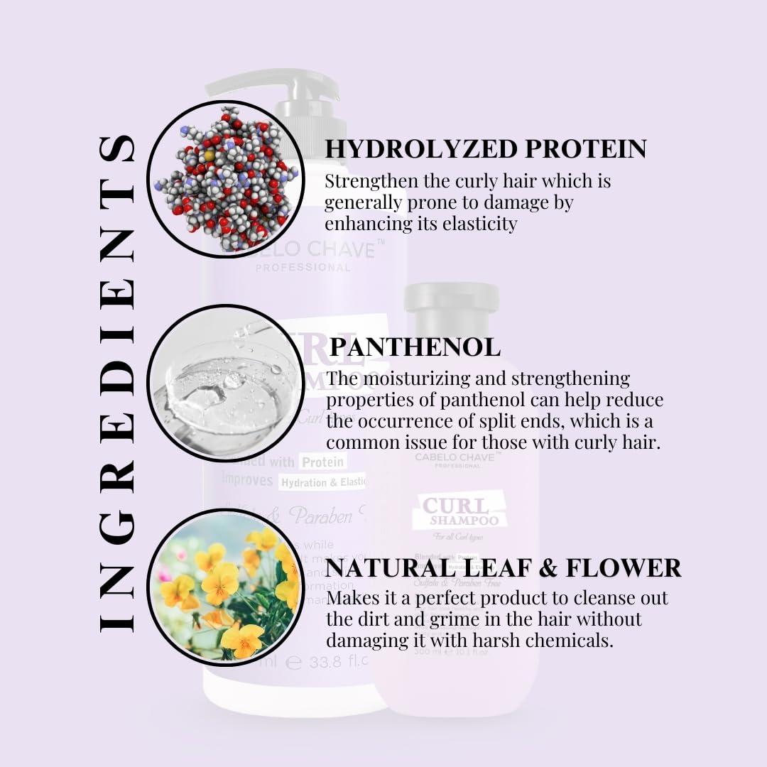 Cabelo Chave Curl Shampoo l Sulfate-Free Hydrating Cleanser For Soft & Healthy-looking curls 1000ml