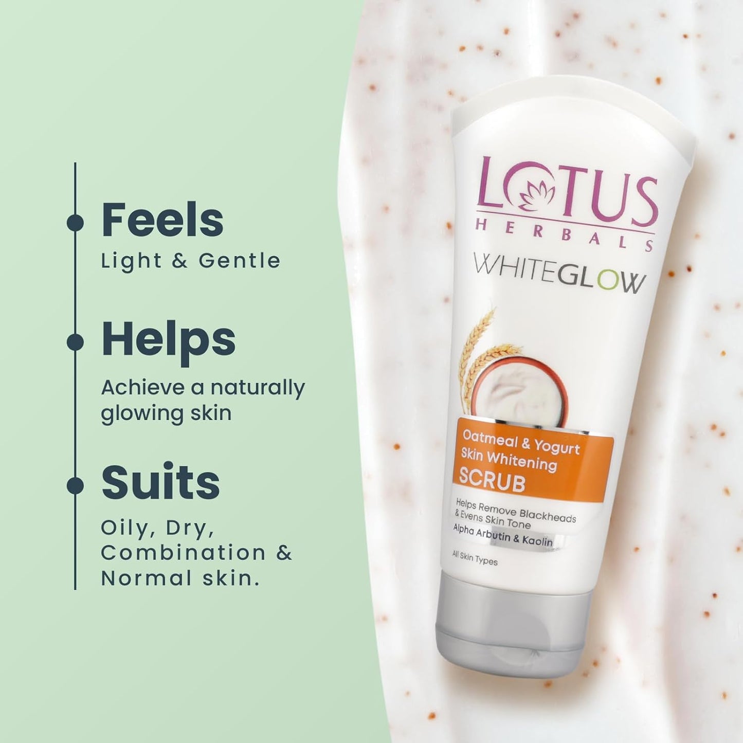 Lotus Herbals WhiteGlow Skin Brightening Scrub, face scrub, oatmeal and yogurt