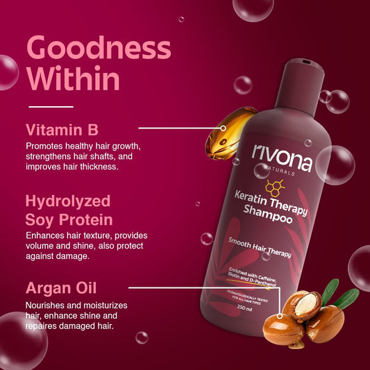 Rivona Keratin Shampoo, frizz control hair wash, smooth hair care, keratin treatment